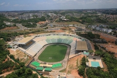 Solar power system on the roof of Pituaçu Stadium in Brazil