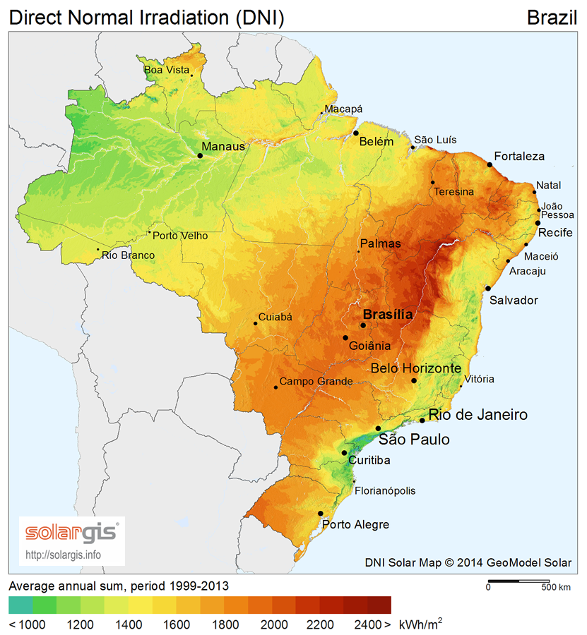 Direct Normal Irradiation (DNI) Brazil